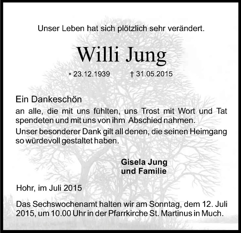  Traueranzeige für Willi Jung vom 04.07.2015 aus Kölner Stadt-Anzeiger / Kölnische Rundschau / Express