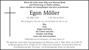 Anzeige von Egon Möller von  Blickpunkt Euskirchen 