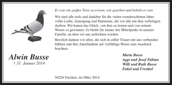 Anzeige von Alwin Busse von  Wochenende 