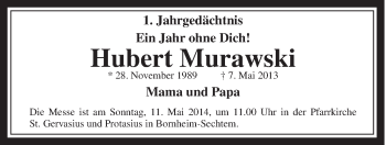 Anzeige von Hubert Murawski von  Schaufenster/Blickpunkt 
