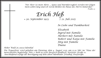 Anzeige von Erich Heß von  Bergisches Handelsblatt 