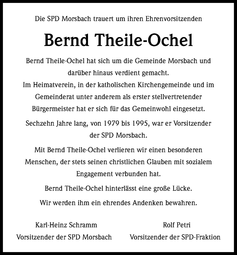  Traueranzeige für Bernd Theile-Ochel vom 03.03.2015 aus Kölner Stadt-Anzeiger / Kölnische Rundschau / Express