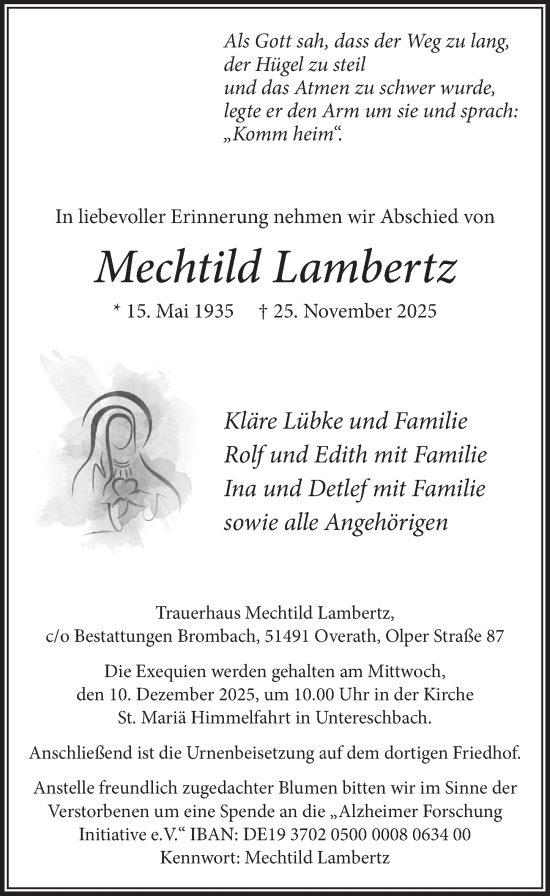 Anzeige von Mechtild Lambertz von  Bergisches Handelsblatt 