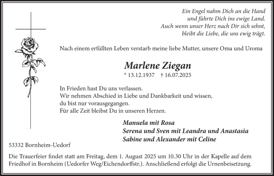 Anzeige von Marlene Ziegan von  Schaufenster/Blickpunkt 